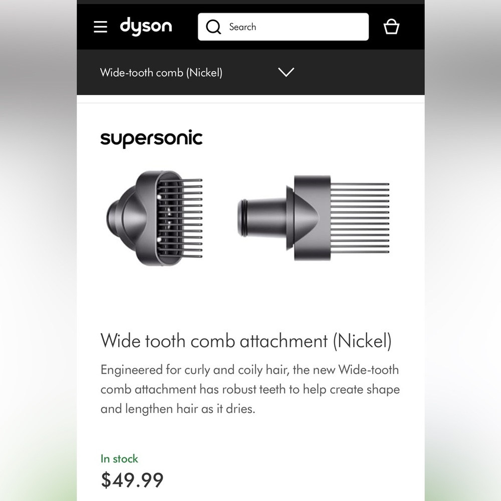Dyson Airwrap Wide-Tooth Comb Attachment